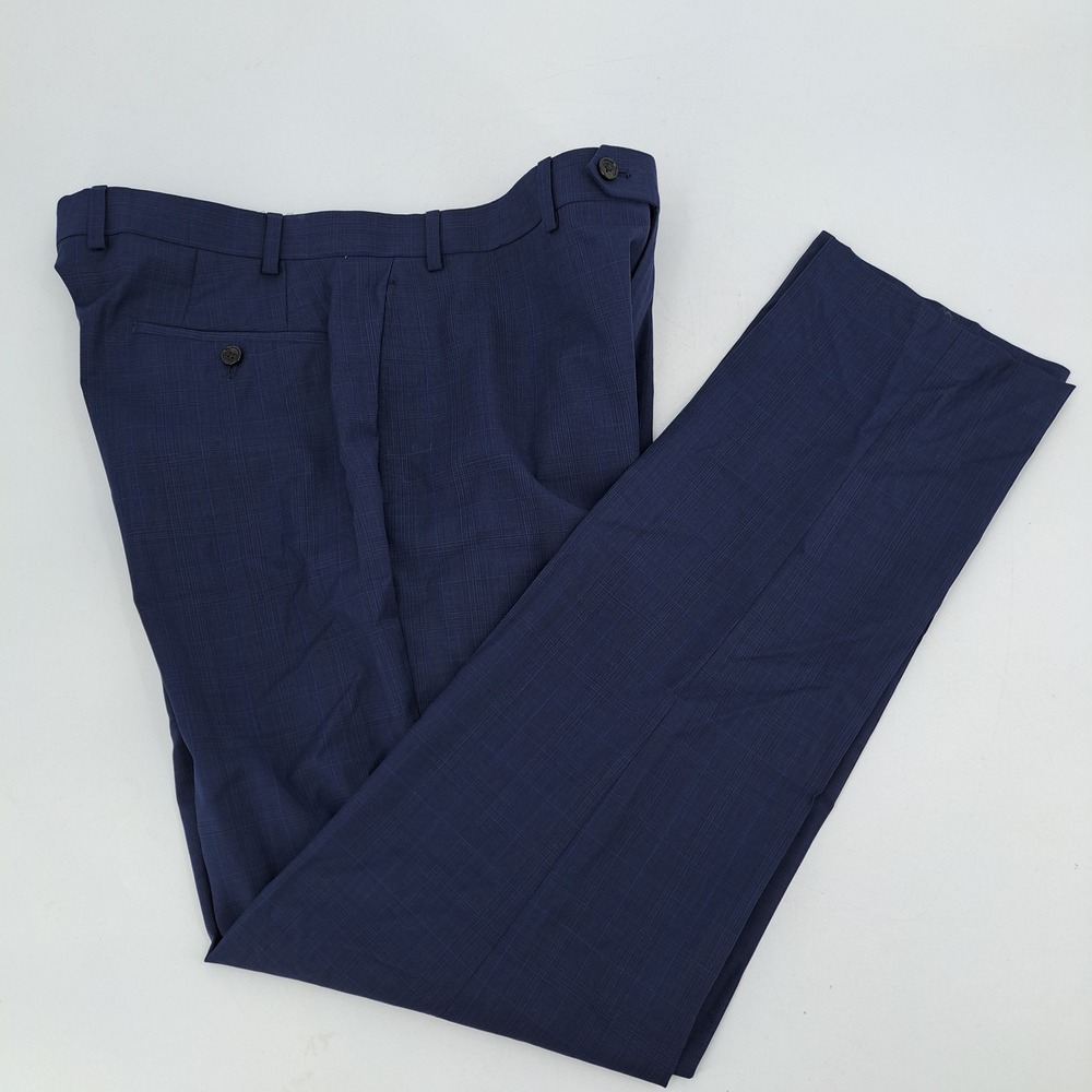 Lauren Ralph Lauren Dress Pants Mens 36x34 Wool Blend Navy Glen Plaid Stretch